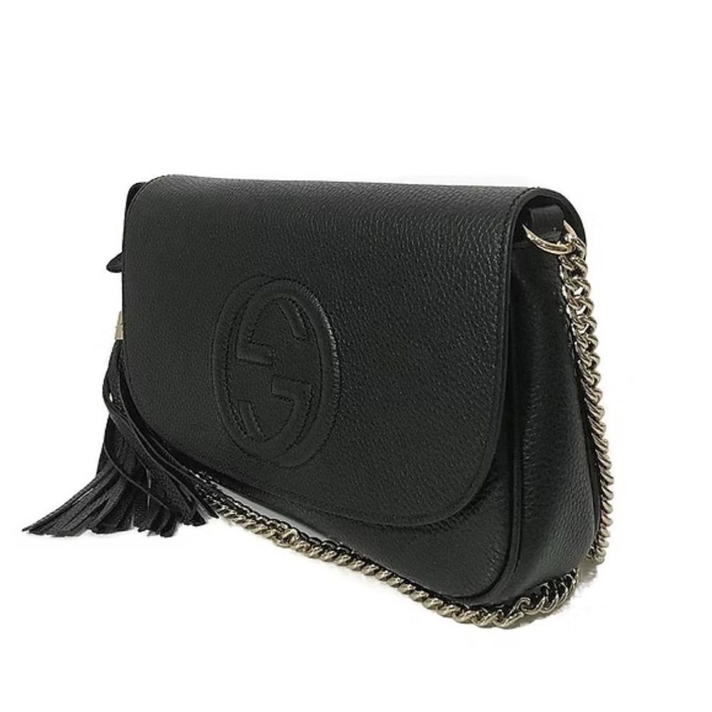 Gucci Black Crossbody Bag with Iconic Logo and Flap Closure - Picture 2 of 7